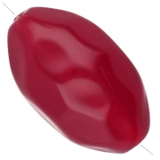 Hammered irregular olive bead 24x15 mm in transparent resin - Dark red x1