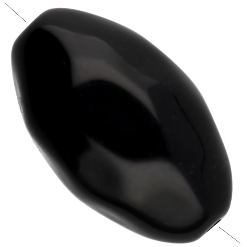 Hammered irregular olive bead 24x15 mm in opaque resin - Black x1