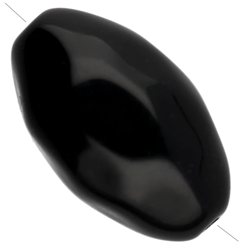Hammered irregular olive bead 24x15 mm in opaque resin - Black x1