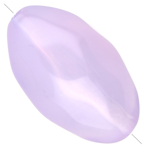 Hammered irregular olive bead 24x15 mm in transparent resin - Lilac x1
