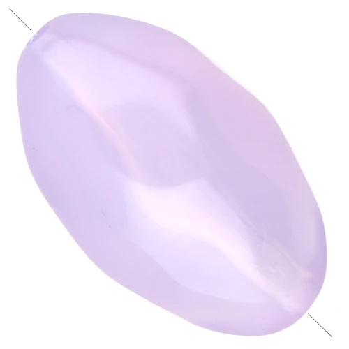 Hammered irregular olive bead 24x15 mm in transparent resin - Lilac x1