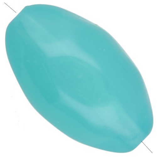 24x15 mm irregular hammered olive bead in translucent resin - Caribbean Blue x1