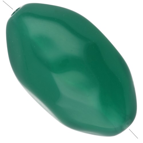 Hammered irregular olive bead 24x15 mm in translucent resin - Jade x1