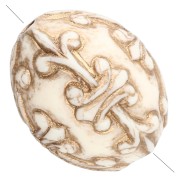 Gold - 14x11 mm olive bead in opaque resin - Baroque decor - Ivory - Gold x1 14x11 mm olive bead in opaque resin - Baroque decor - Ivory - Gold x1