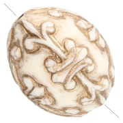 14x11 mm olive bead in opaque resin - Baroque decor - Ivory - Gold x1