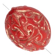 Red - 10x8 mm olive beads in opaque resin - Baroque decor - Red - Gold x4 10x8 mm olive beads in opaque resin - Baroque decor - Red - Gold x4