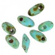 Long Magatama Miyuki 4x7mm  LMA-4514 - Op Turquoise Blue Picasso x 10g