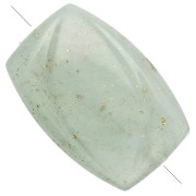 Gold - Striated rectangle bead 25x17 mm in resin - Grey green with gold glitter x1 Striated rectangle bead 25x17 mm in resin - Grey green with gold glitter x1