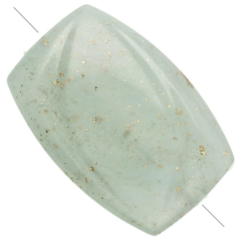 Striated rectangle bead 25x17 mm in resin - Grey green with gold glitter x1