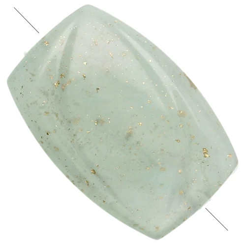 Striated rectangle bead 25x17 mm in resin - Grey green with gold glitter x1