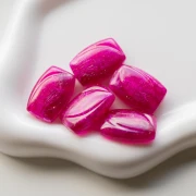Striated rectangle bead 25x17 mm in resin - Fuchsia gold glitter x1