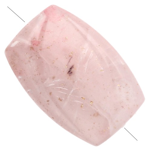 Striated rectangle bead 25x17 mm in resin - Pale pink glitter gold x1