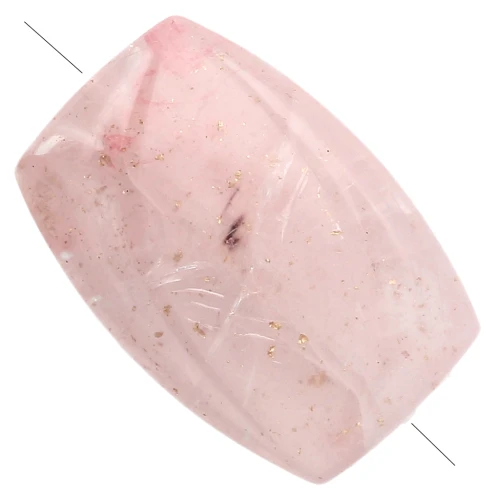 Striated rectangle bead 25x17 mm in resin - Pale pink glitter gold x1