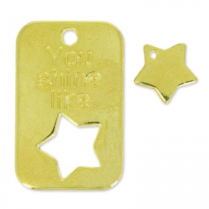 charm military plate 30 mm and star 10mm fine Gold plated x1