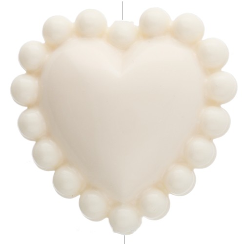 17.5 mm heart bead with mini opaque resin balls - Ivory x1