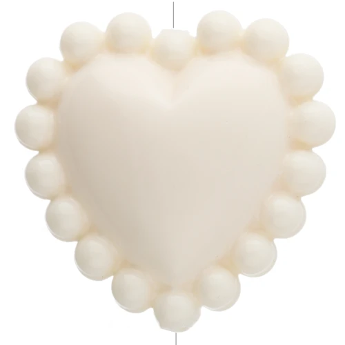 17.5 mm heart bead with mini opaque resin balls - Ivory x1