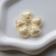 17.5 mm heart bead with mini opaque resin balls - Ivory x1