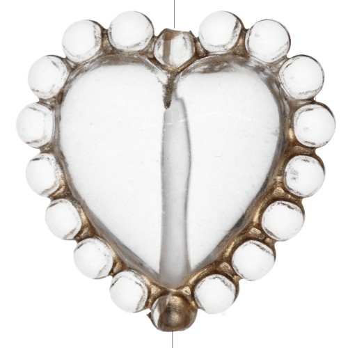 17.5 mm heart bead with mini clear resin balls - Crystal - Gold x1