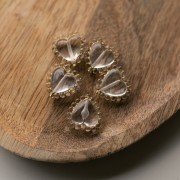 17.5 mm heart bead with mini clear resin balls - Crystal - Gold x1
