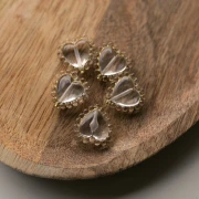 17.5 mm heart bead with mini clear resin balls - Crystal - Gold x1