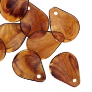 Curved flower petals 14x10.5 mm in resin - Marbled amber x8