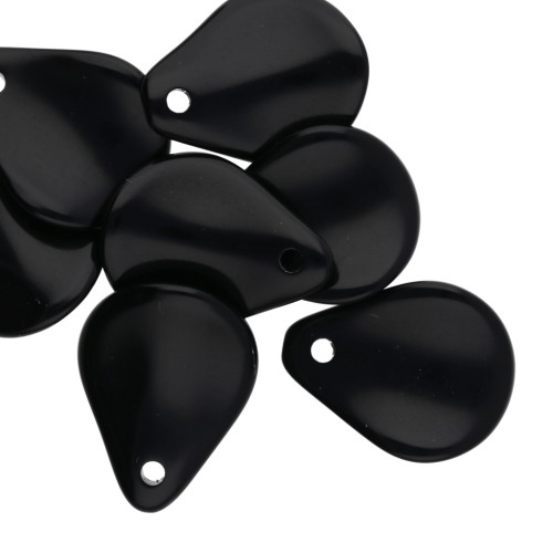 Curved flower petals 14x10.5 mm in resin - Black x8