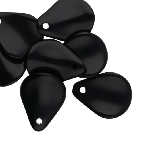 Curved flower petals 14x10.5 mm in resin - Black x8