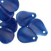 Curved flower petals 14x10.5 mm in resin - Navy blue marbled x8