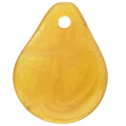 Curved flower petals 14x10.5 mm in resin - Honey yellow marbled x8