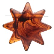 28 mm sun-shaped bead made of clear resin - Marbled amber x1