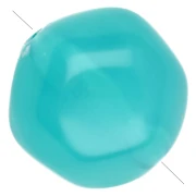 15 mm irregular round beads made of translucent resin - Caribbean Blue (4 pieces)