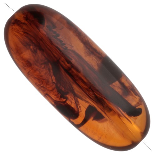 34x14 mm olive-colored bead made of translucent resin - Marbled amber x1