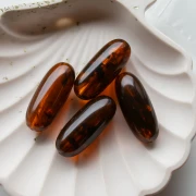 34x14 mm olive-colored bead made of translucent resin - Marbled amber x1