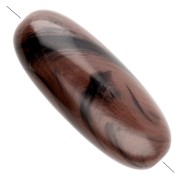 34x14 mm olive-colored opaque resin bead - Marbled chocolate x1