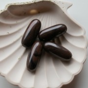 34x14 mm olive-colored opaque resin bead - Marbled chocolate x1