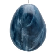 Flat irregular bead 25x20 mm in opaque resin - Petrol blue marbled x1