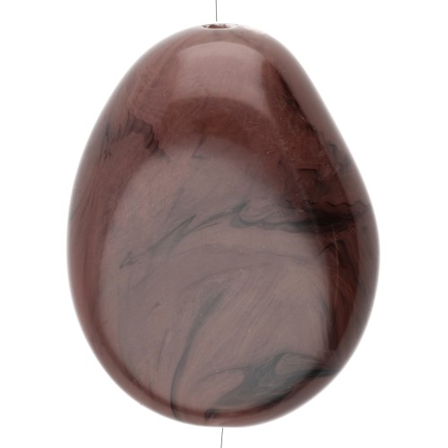Irregular flat bead, 22x17 mm, opaque resin - Marbled chocolate x1