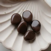 Irregular flat bead, 22x17 mm, opaque resin - Marbled chocolate x1
