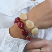 Irregular flat bead, 22x17 mm, opaque resin - Marbled chocolate x1