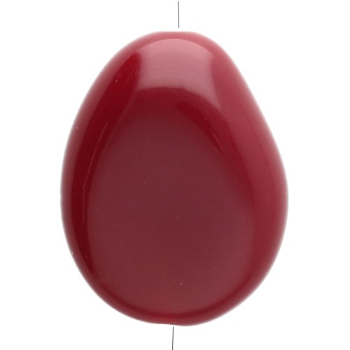 Flat irregular bead 22x17 mm in opaque resin - Burgundy x1