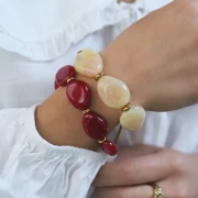 Flat irregular bead 22x17 mm in opaque resin - Burgundy x1