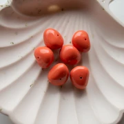 Opaque resin nugget beads, 12x15 mm - Coral Pink (6-pack)