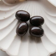 21x15 mm olive-colored opaque resin bead - Marbled chocolate x1