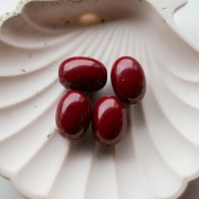 21x15 mm olive-colored opaque resin bead - Burgundy x1