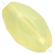 Hammered irregular olive bead 24x15 mm in transparent resin - Pale yellow x1