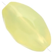 Hammered irregular olive bead 24x15 mm in transparent resin - Pale yellow x1