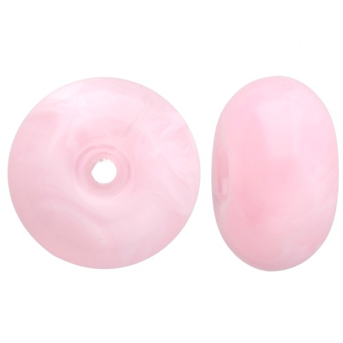 Rondelle beads 12x7 mm in translucent resin - Light pink marbled x6