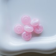 Rondelle beads 12x7 mm in translucent resin - Light pink marbled x6
