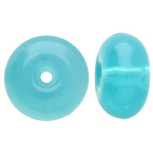 Rondelle beads 12x7 mm in translucent resin - Caribbean Blue x6