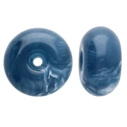 Rondelle beads 12x7 mm in opaque resin - Marbled petrol blue x6